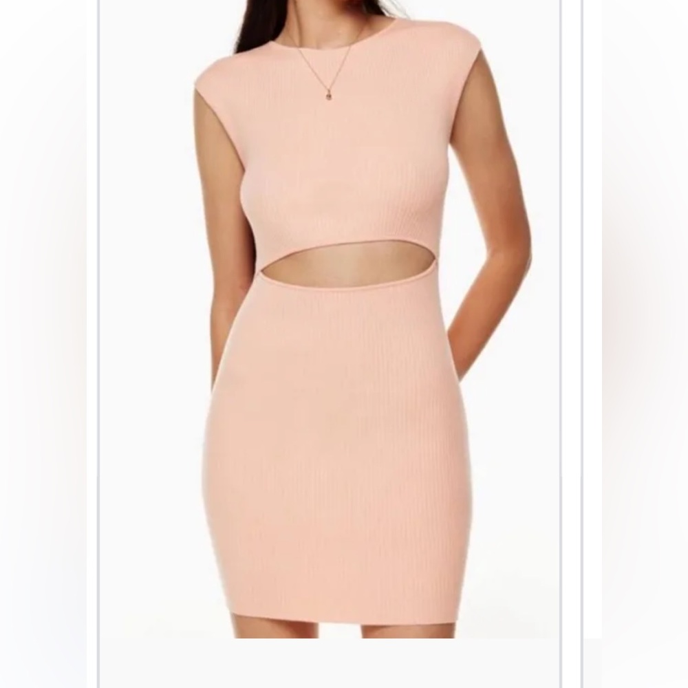 Aritzia Coral Cut-Out Mini Dress